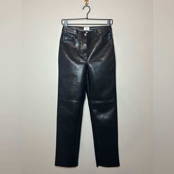 ARITZIA Wilfred The Melina Pant High-Waisted Vegan Leather Pants Black Size 4 - Picture 2 of 11